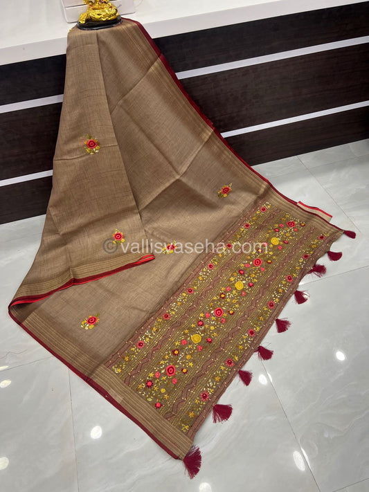 French Knot - Tissue Saree - Grey Shade - VVLFN002