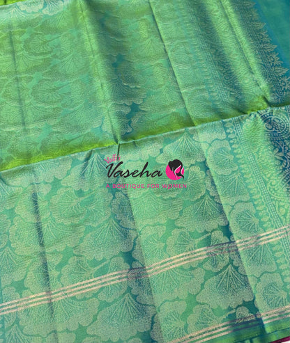 Pure Soft Silk Saree  - Purplish Pink & Dual Tone Green Combo - VVPSS136