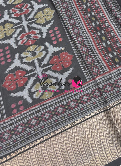 Casual Wear - Semi Patola Silk - Maroon & Black Shade - VVSPS001