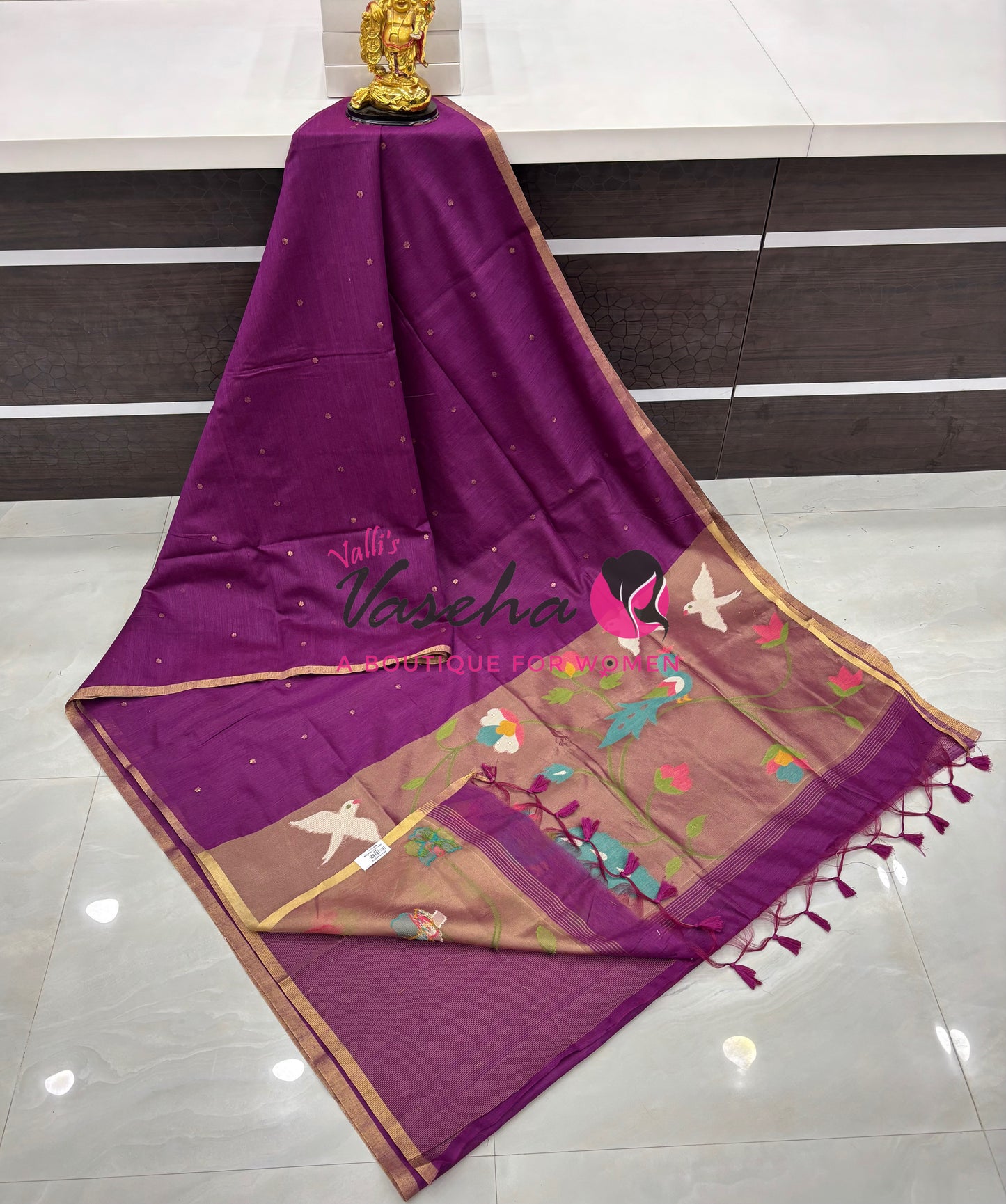 Semi Duppion Tussar Silk Saree | Purple Shade |VVSDT001