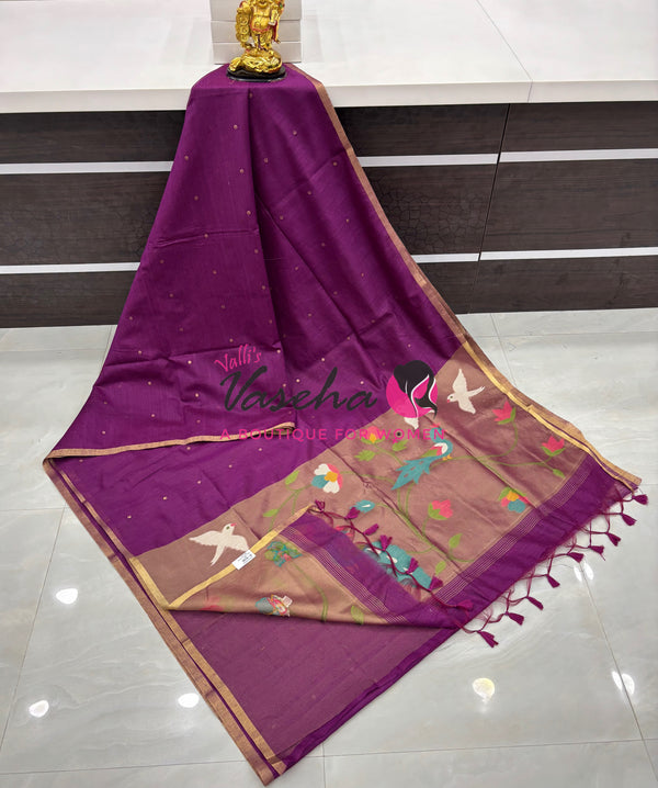 Semi Duppion Tussar Silk Saree | Purple Shade |VVSDT001