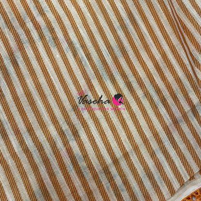 Linen Tissue Saree -  Light & Dark Combo - Orange Shade - VVLTS008