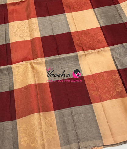 Half Mix - Pure Soft Silk Saree - Pazhum Pazhamum Checks - VVPSS157