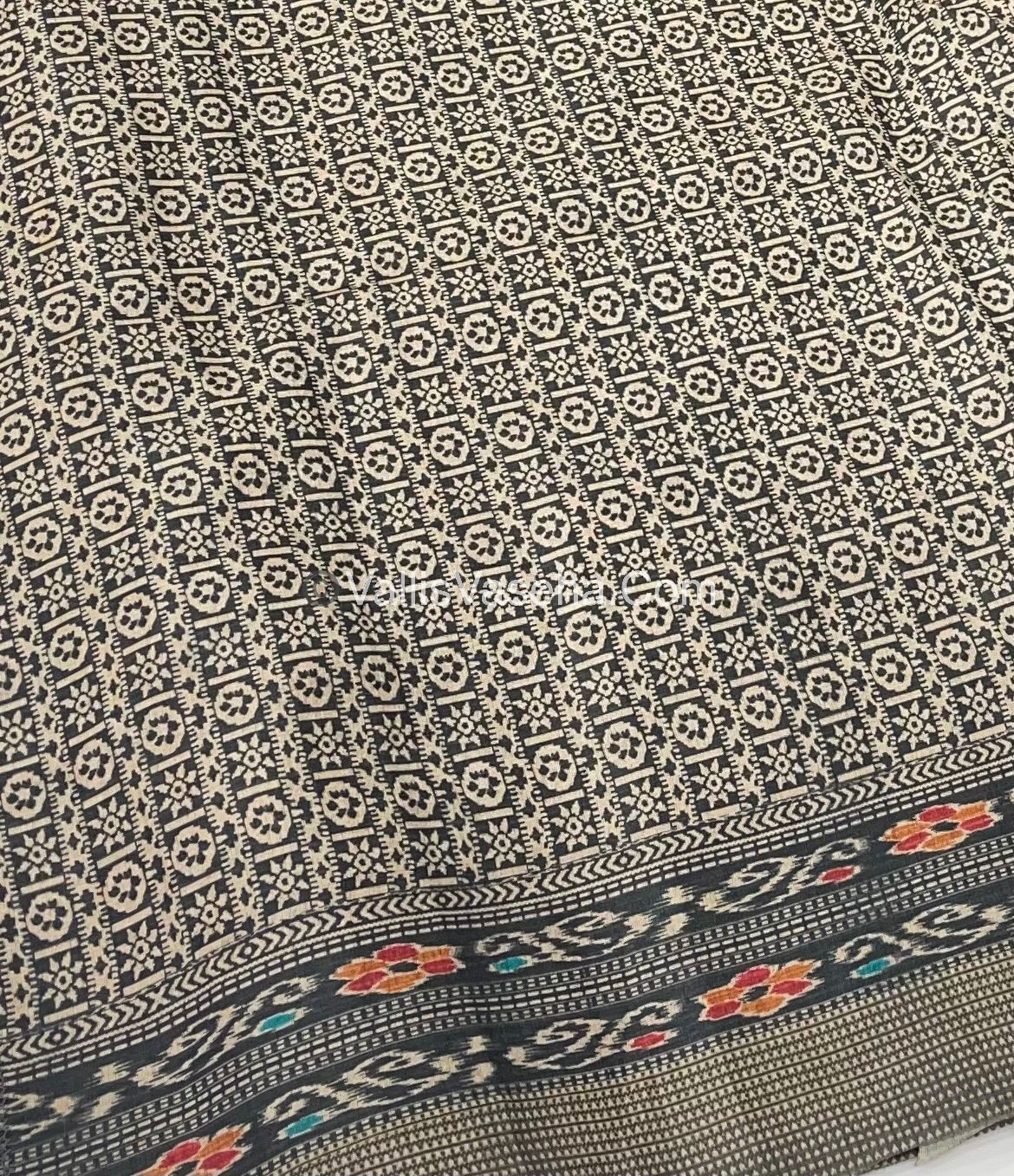 Semi Tussar - Kantha Work Embroidery - Green Shade - VVSTK001