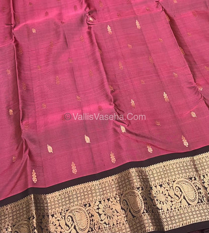 Half Mix - Pure Soft Silk Saree - Pink & Brown Shade - VVPSS031