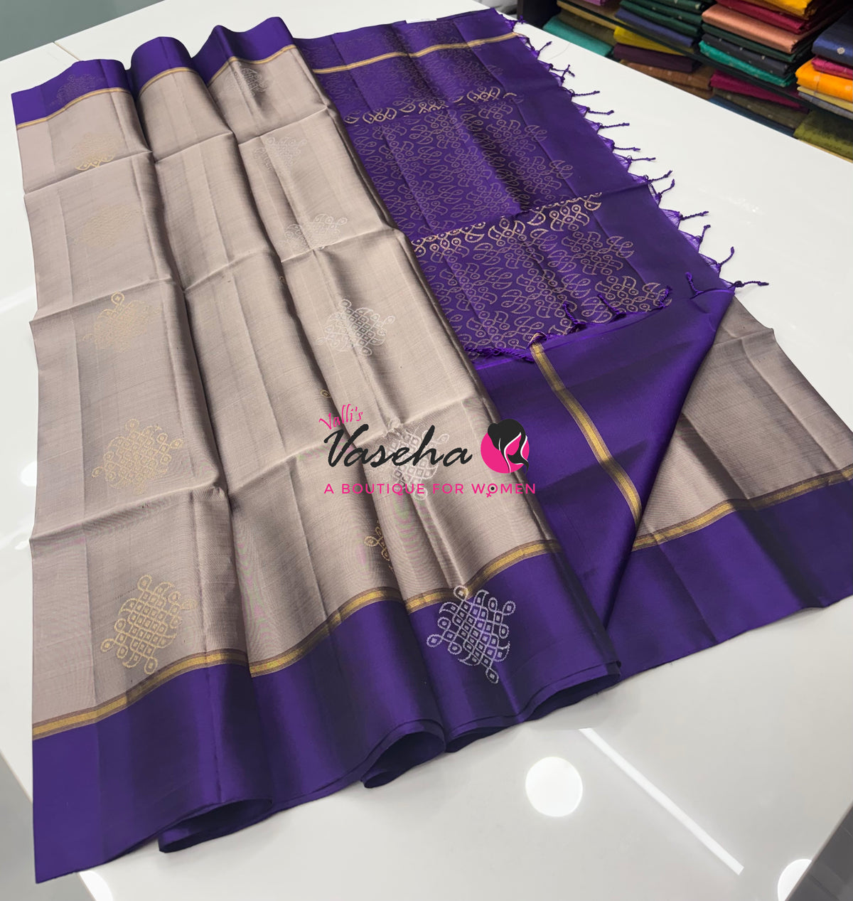 Half Mix - Pure Soft Silk Saree - Kolam Design - VVPSS158
