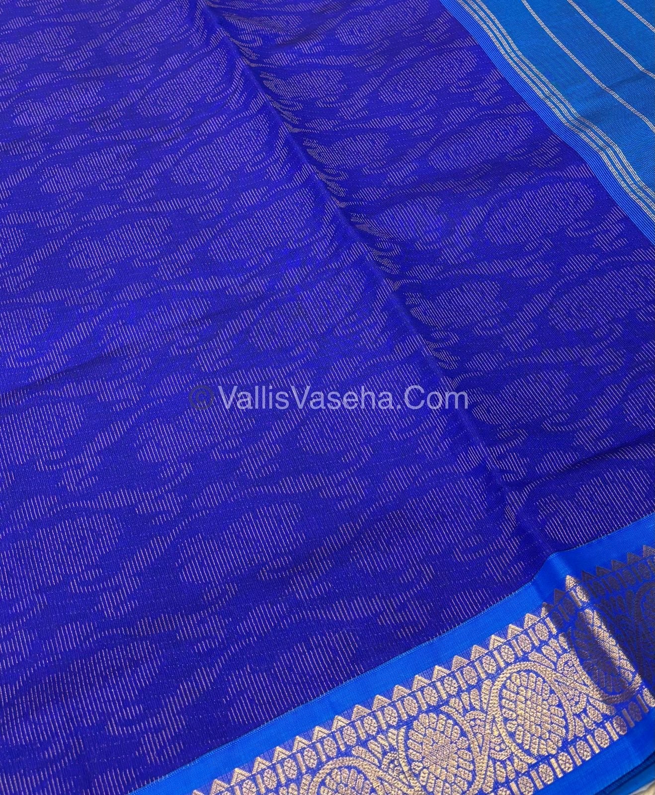 Semi Silk Cotton Saree - Blue With Blue Shade - VVSSC007
