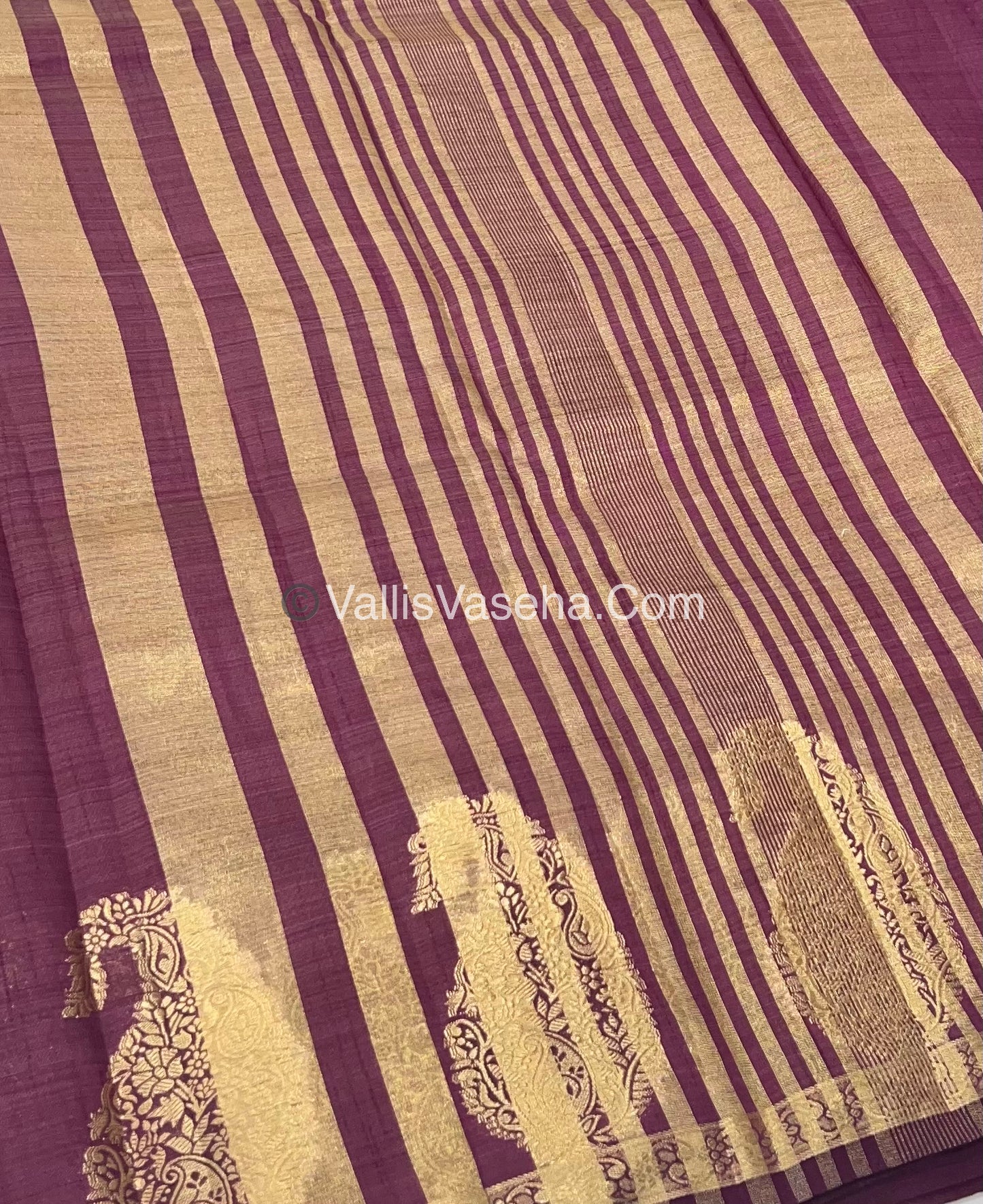 Semi Tussar Silk  - Purplish Wine Shade - Small Mango Butta - VVSTS002