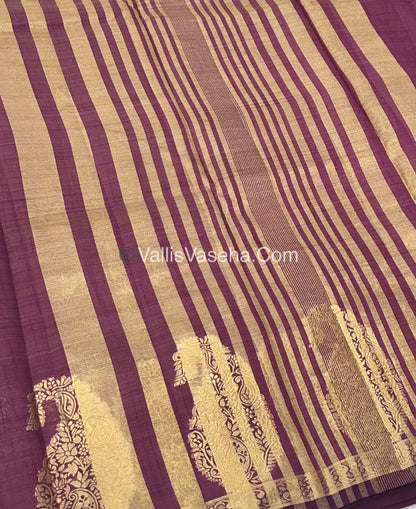 Semi Tussar Silk  - Purplish Wine Shade - Small Mango Butta - VVSTS002