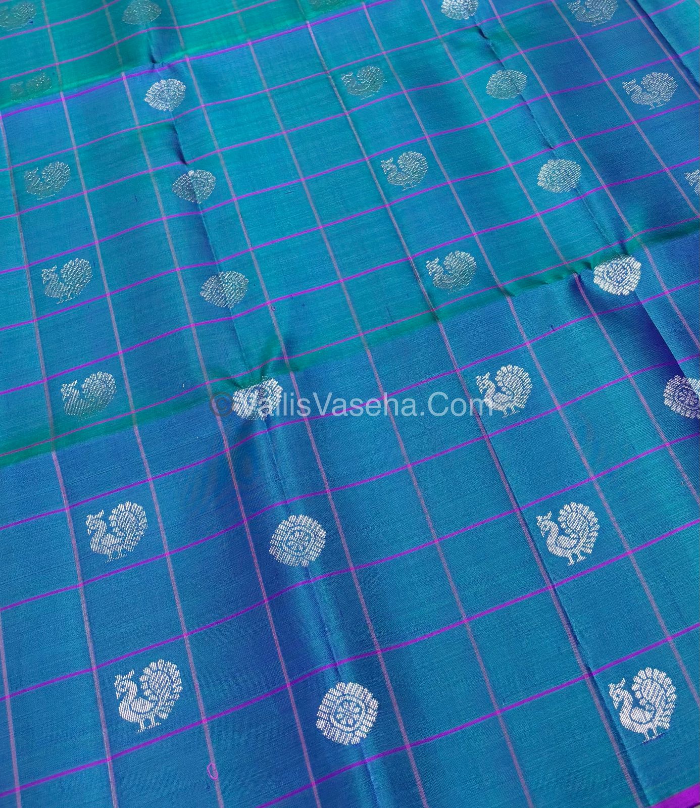 Pure Soft Silk Saree - Blue & Pink Purple Shade - VVPSS055