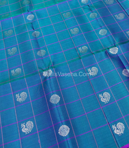 Pure Soft Silk Saree - Blue & Pink Purple Shade - VVPSS055