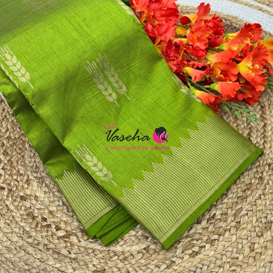 Semi Tussar Silk Saree | Light Green Shade |VVSTS051