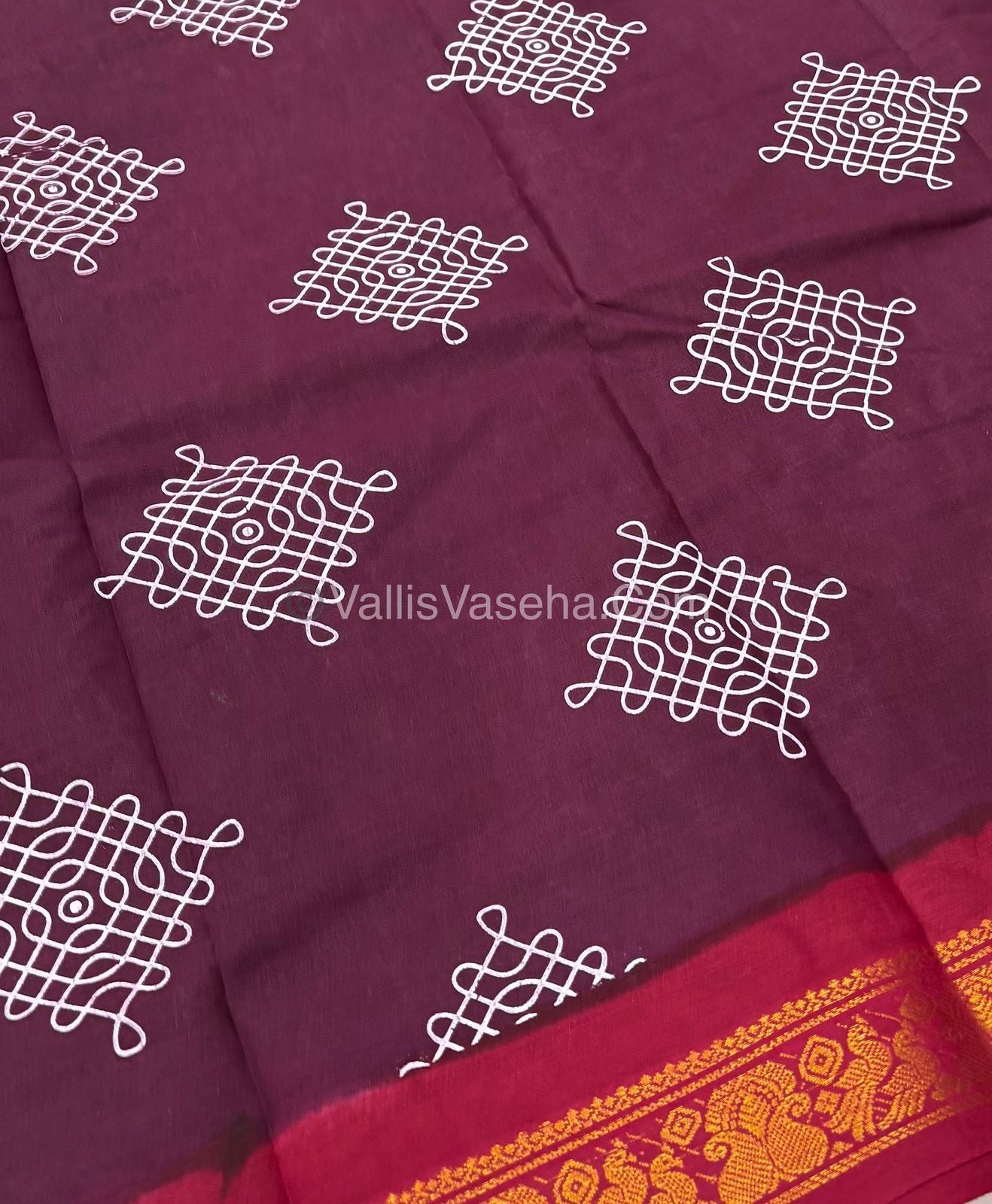 Sungudi Cotton Saree  - Kolam Print  - VVSKP001
