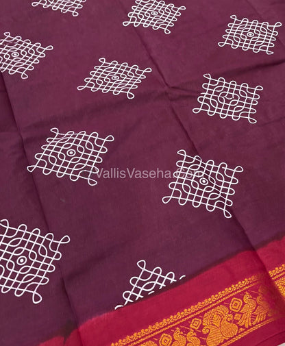 Sungudi Cotton Saree  - Kolam Print  - VVSKP001
