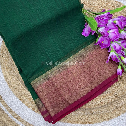 Bamboo Silk Saree - Green with Pink Shade - VVBSS008