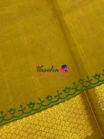 Pure Printed Silk Cotton Sarees - Purple with Green   - VVPSC004