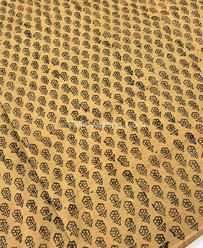 South Mixed Cotton - Mirror Work Embroidery - Black with Mustard- VVPCM002