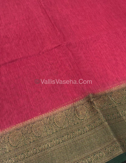 Bamboo Silk Saree -  pink with Green Shade - VVBSS009