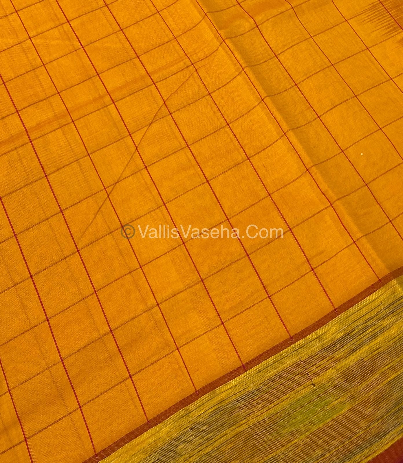 Semi Silk Cotton Saree - Yellow & Pink - VVSSC001