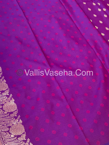 Semi Soft Silk with Border - Purplish Pink Shade  -VVSSS012