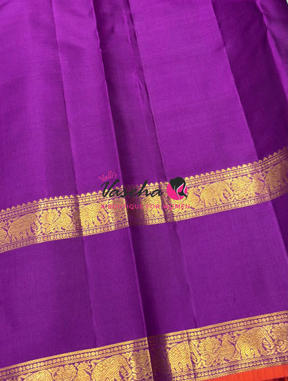 Pure Bridal Kanchipuram Silk Saree -  Blue & Purple Combo - VVPS076