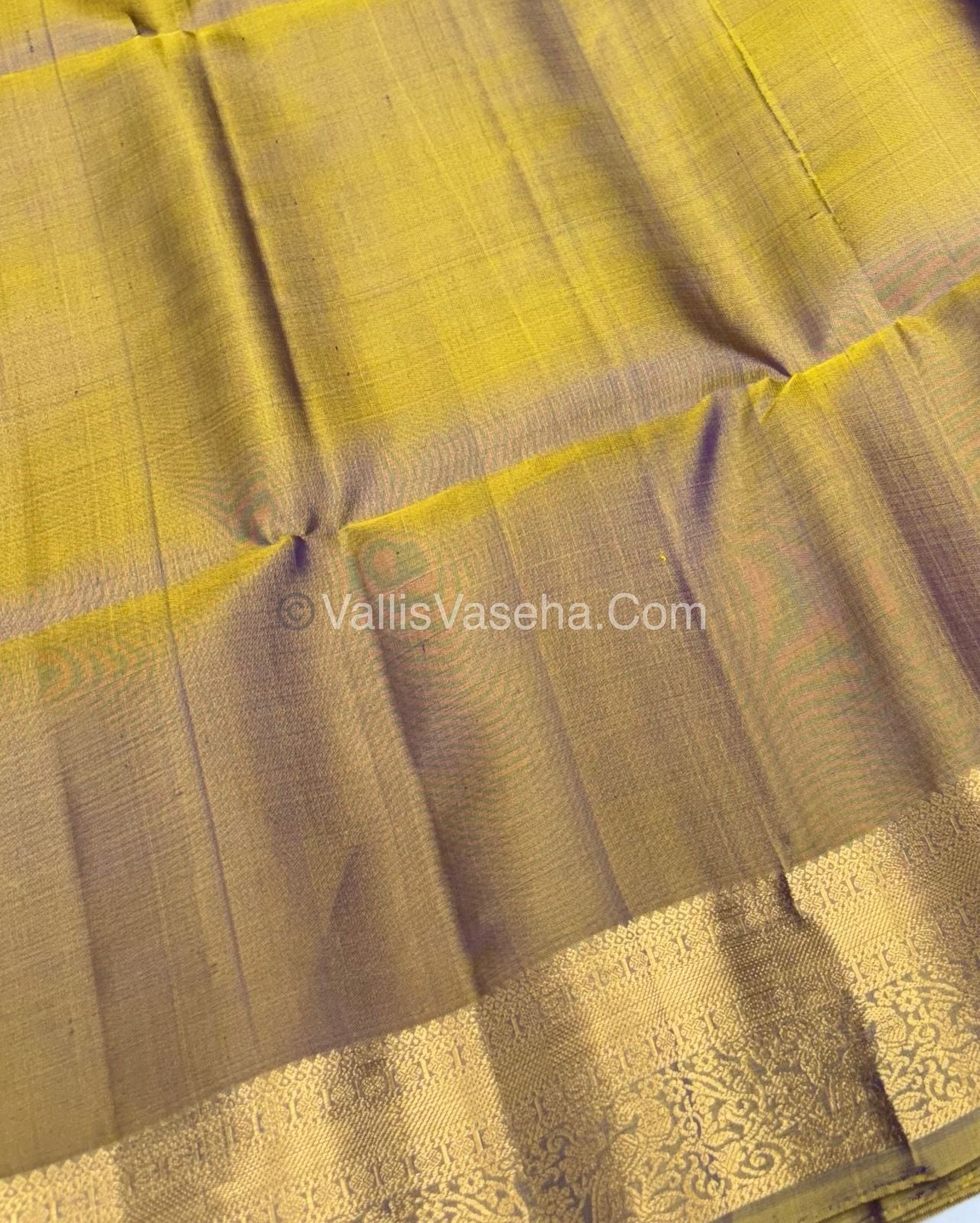 Pure Soft Silk Saree - Kanchi Border - Blue & Grey Combo - VVPSS046