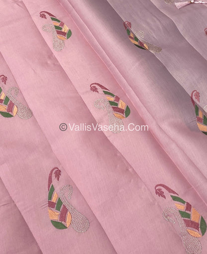 Butter Silk - Light Pink & Peacock Blue Combo - VVBS002
