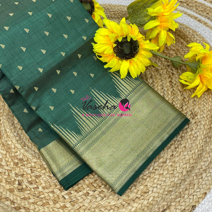 Semi Tussar Silk Saree | Dark Green Shade |VVSTS054