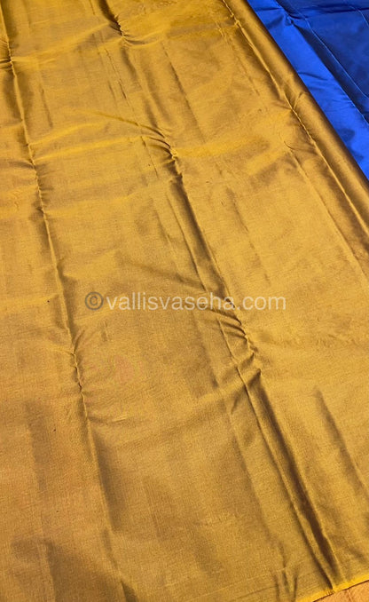 Half mixed - Pure Soft Silk Saree - Light Weight - Double tone Blue with Dark Mustard shade - VVPSS026