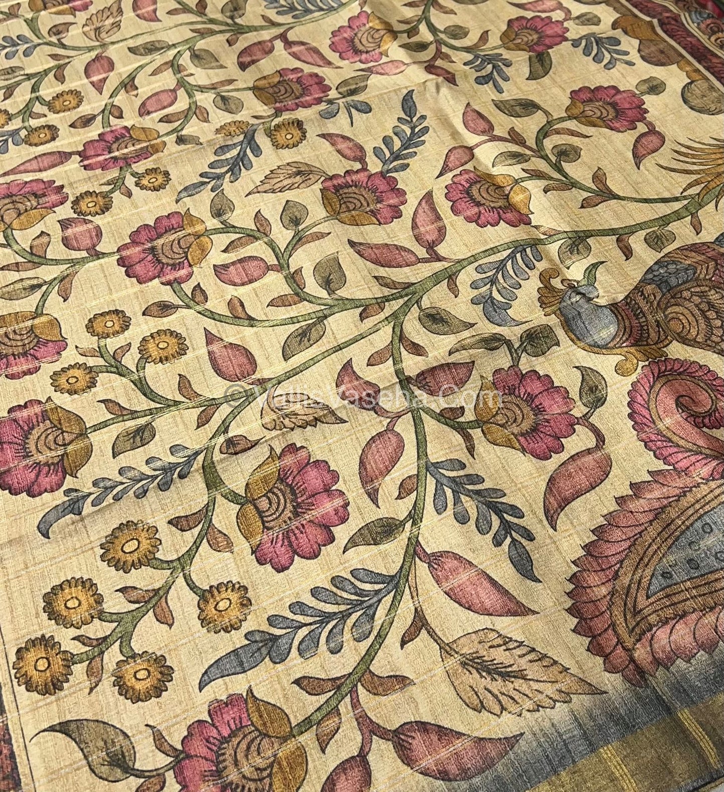 Semi Gicha Tussar Saree - checks pattern - VVSGT001