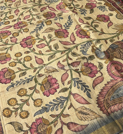 Semi Gicha Tussar Saree - checks pattern - VVSGT001