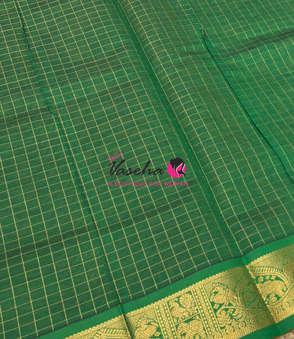 Semi Silk Cotton Saree - Checks Pattern - VVSSC019