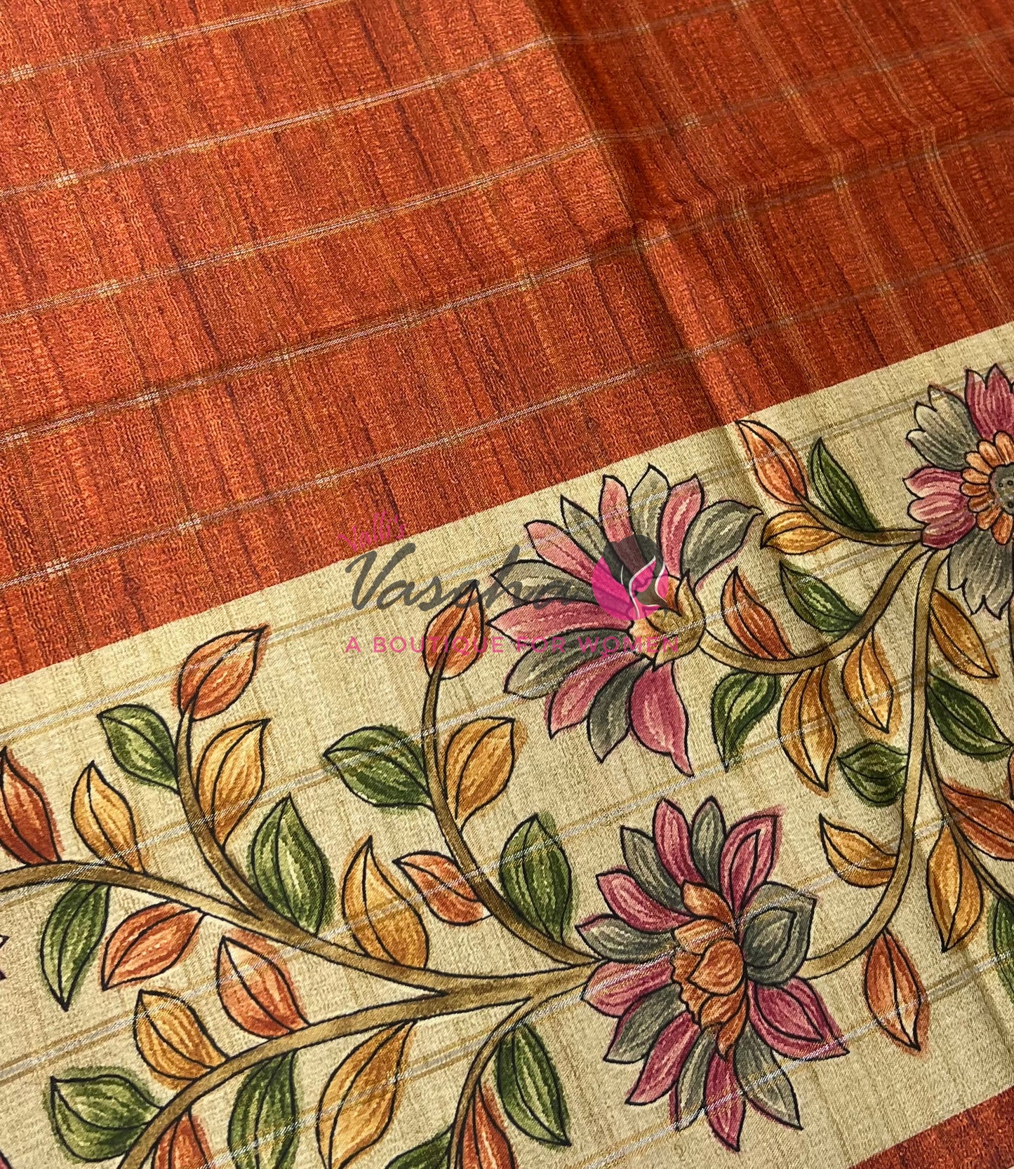 Semi Gicha Tussar Saree - checks pattern - VVSGT005