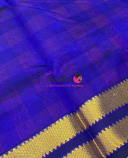 Pure Silk Cotton Saree - Nayantara Checks - Retta Petta Border - VVNCS001