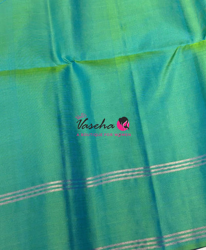 Pure Soft Silk Saree  - Kolam Weaving  - Purple & Dual Tone Green Combo - VVPSS160