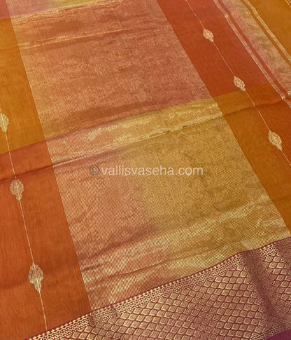Pure Maheshwari Silk Cotton Saree -  Double Tone Orange Color - VVMSC005