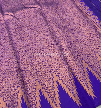 Kanchi Semi Silk  - Cream with Violetish Blue - VVKSS003