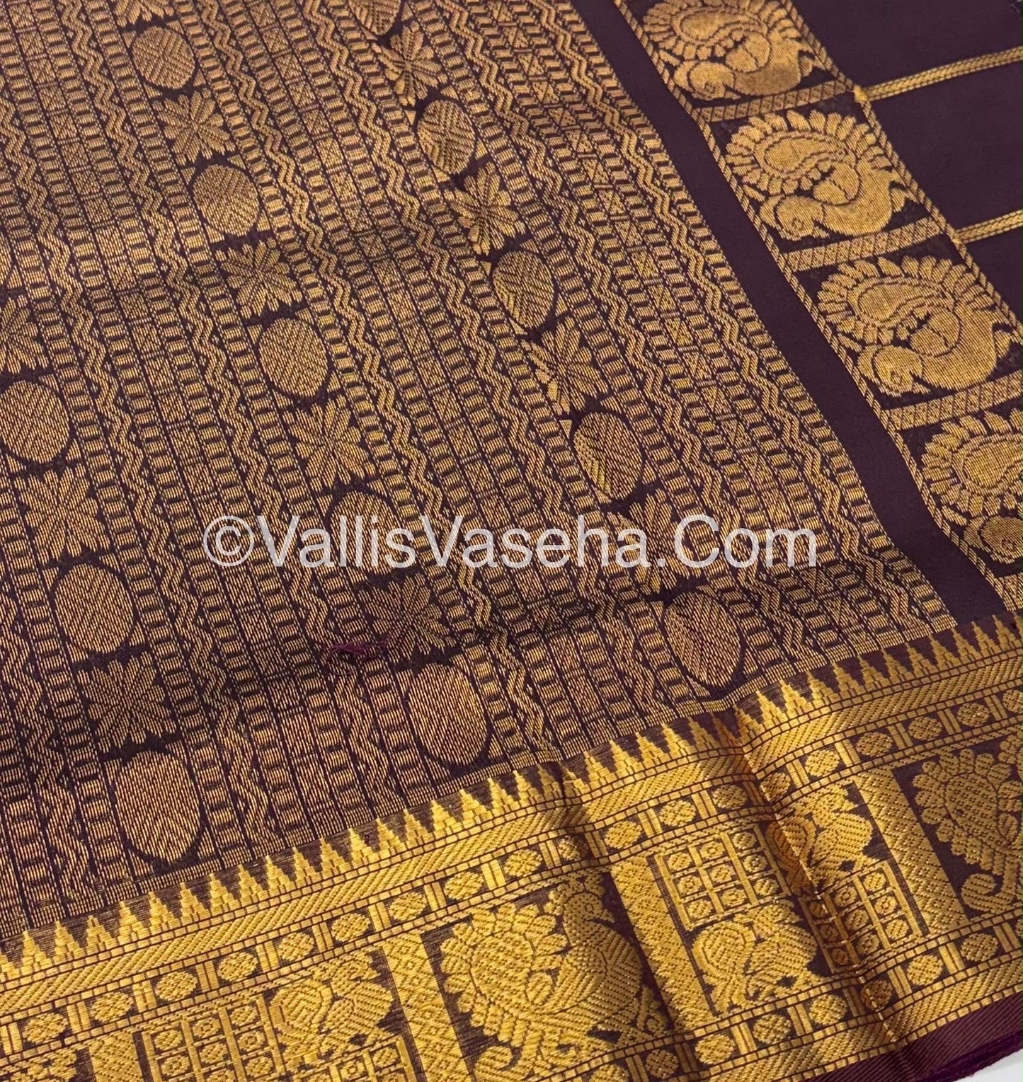 Pure Silk Cotton Saree - Mayil & Chakkaram Design -  Pink With Brown Combo -VVMC003