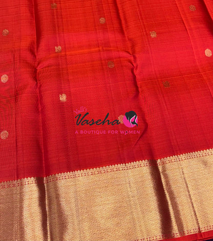 Pure Kanchipuram Silk Saree - Orange Shade - VVPS011