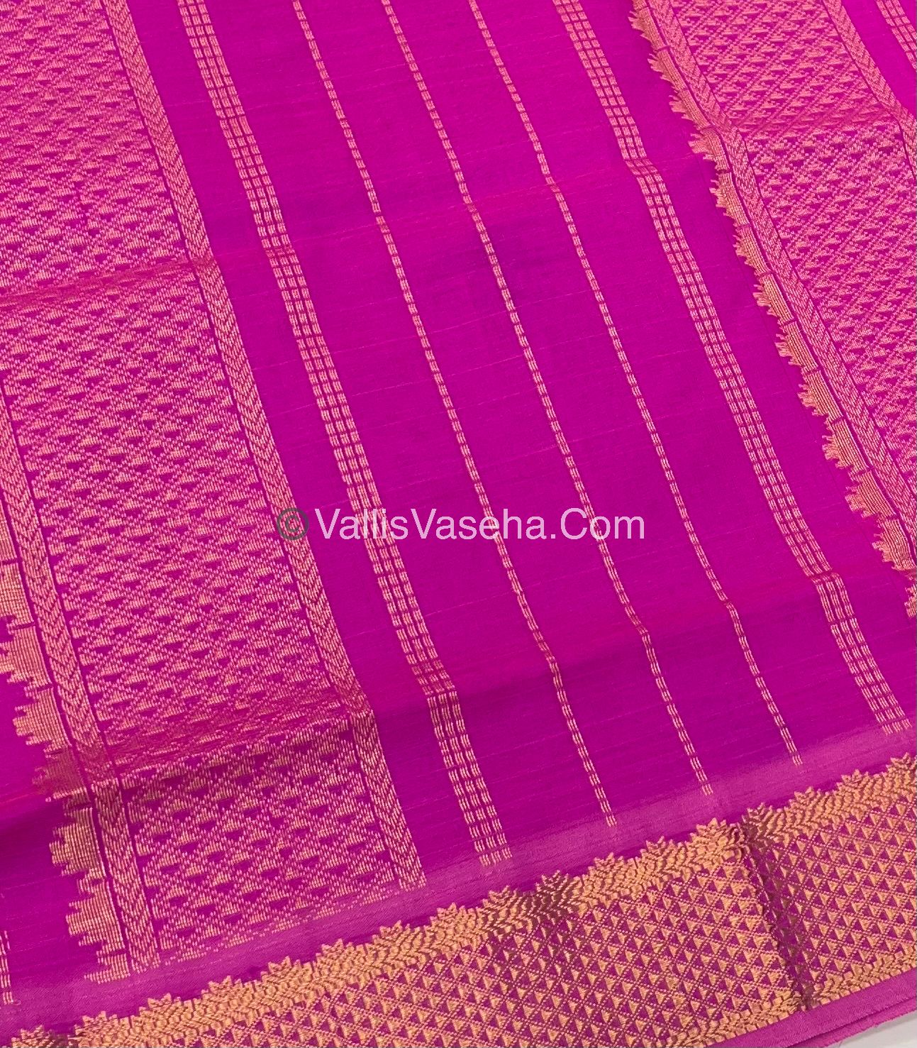 Semi Silk Cotton Saree - Dark Green With Pink Shade - VVSSC004