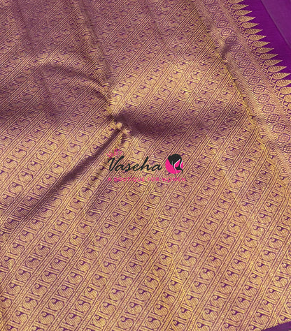 Pure Kanchipuram Silk Saree - Purple - VVPS084