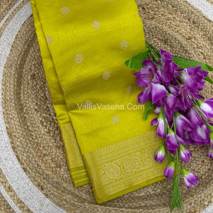 Semi Tussar Silk Saree |Yellow shade |VVSTS044