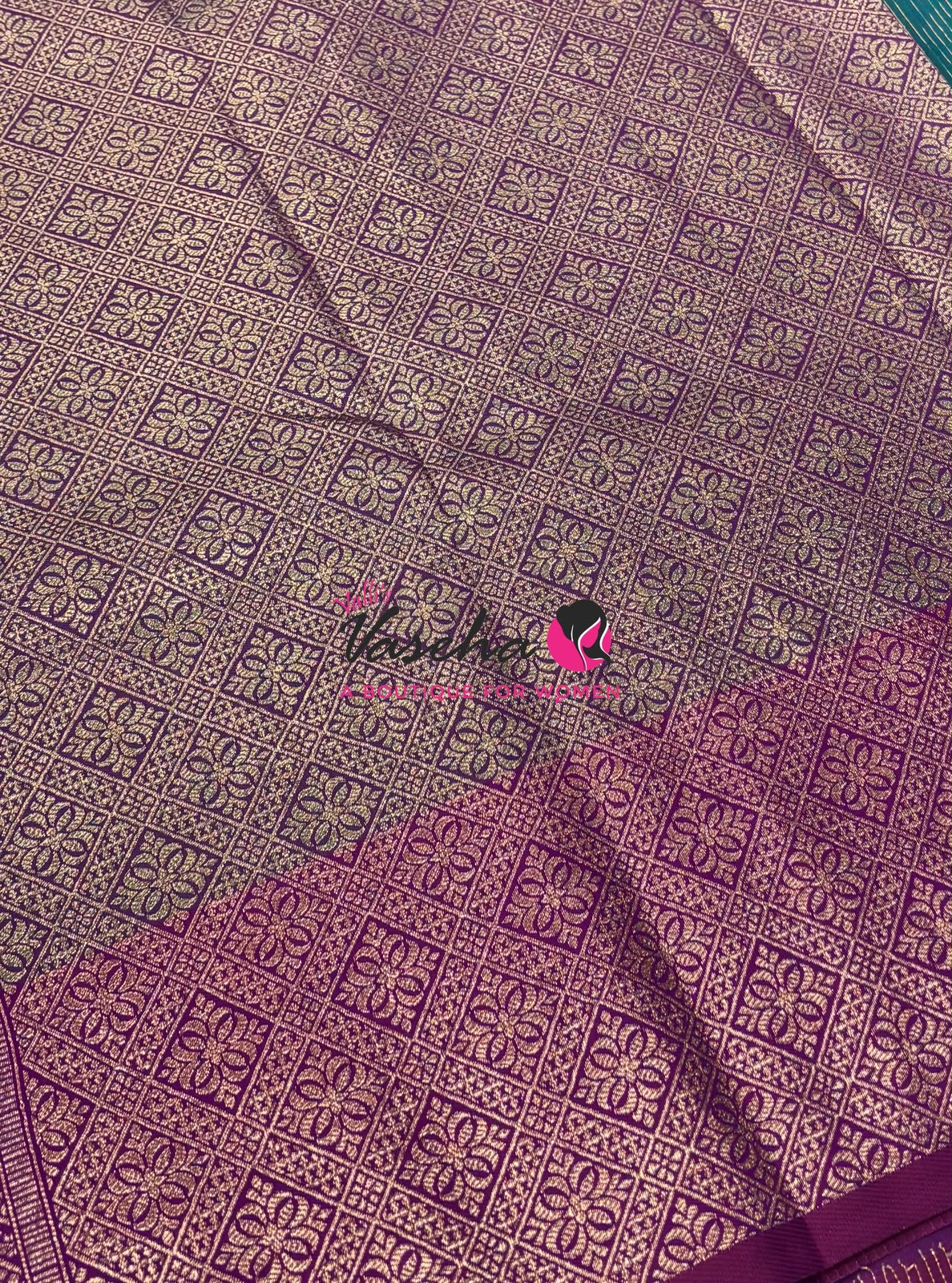 Semi Soft Silk - Peacock Blue With Purple  - VVSSS039
