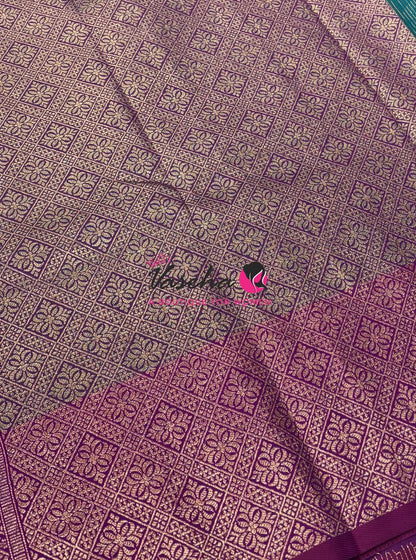Semi Soft Silk - Peacock Blue With Purple  - VVSSS039