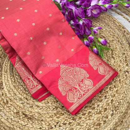 Semi Tussar Silk Saree - Peach  Shade - VVSTS036