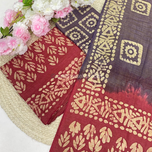 Unstitched Salwar Material- Baswada Batick Printed Silk - VVUSM005