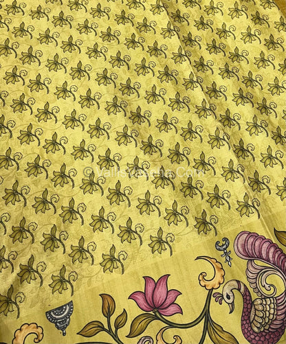 Semi Tussar Silk - Mustard Yellow  With Yellow Shade  - VVSTS040
