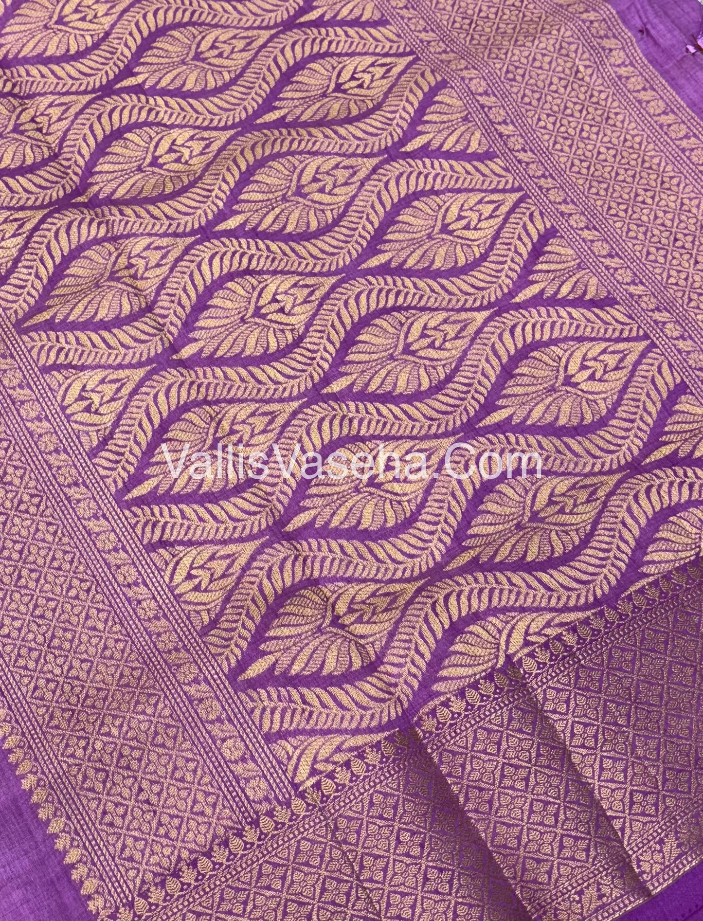 Semi Tussar Silk - Grand Pallu  - Lilac / Light Lavendar Shade - VVSTS022
