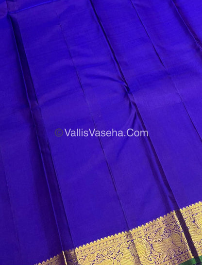 Pure Kanchipuram Silk Saree - Double Tone Peachish Rust & Violetish Blue Combo - VVPS014