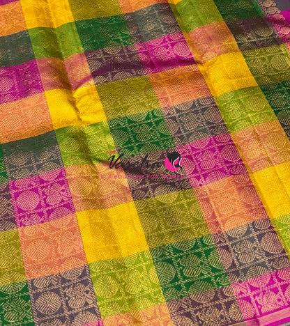 Pure Kanchipuram Silk Saree - Blue with Multi colour Shade - VVPS025